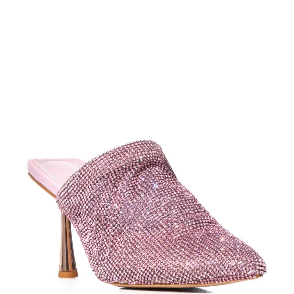 AZALEA WANG Pink Rhinestone Embellished Mule - Picture 3 of 4